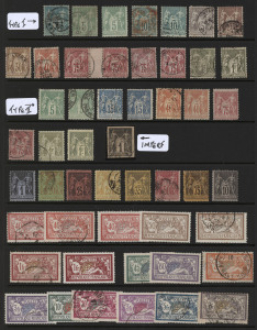 FRANCE: 1876-1940 valuable collection neatly presented on hagners 1876-77 Peace & Commerce to 1fr (2, one mint) incl. 75c Type II mint (shallow thin, rounded corner) plus imperf 1c black used, Mersons with 50c, 1fr & 10fr mint & 20fr used, 1918 15c+5c Red Cross mint, 1922 Surcharged Orphans set mint, 1927 2fr Merson Air Ovpt used, 1929 Le Havre Expo uses (slight toning), 1929 20fr Pont Du Gard mint, 1936 (Feb) Airs to 3.50fr, 1936 (Aug) 10fr Air mint, 1938 20fr St Malo mint,