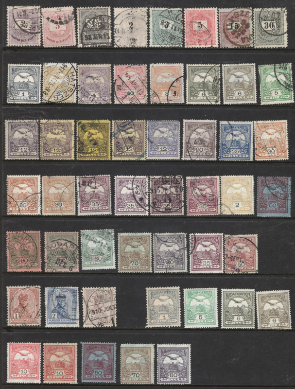 HUNGARY: 1872-1960 mint (much MUH) and used collection incl. 1918 Surcharge duo mint, 1938 Stephan set, few 1940s set in blocks of 4, lots of complete 1950s sets mint or used; mostly fine condition.