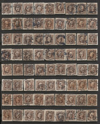 SWEDEN: 1890s-1950s postmark collection with heaps of 1890s/1900a clear strikes on 30o brown Oscar (some complete strikes tying stamp to piece), 1920-50s datestamps tying stamps to piece plus some straight-line cancels and slogans. Nice lot which might su - 2