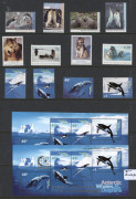 AUSTRALIA: General & Miscellaneous: Australian Antarctic Territory 1959-2000s mostly MUH collection with pre-decimals complete, 1966-68 Pictorials, 1979-81 Ships, 1984 Antarctic Scenes, 1995 Whales & Dolphins M/Ss (2) one with Singapore Stamp Exhib. overp - 2