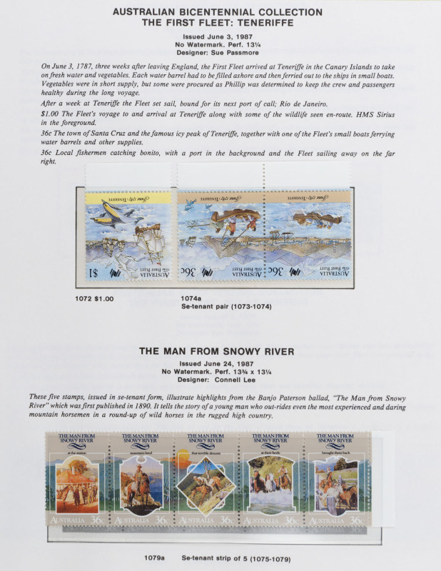 AUSTRALIA: Decimal Issues: 1984-1993 apparently complete MUH collection in Seven Seas hingeless album, values to $20 plus specimen overprints, framas, booklet panes plus a few CTO items incl.1984 Ausipex M/Ss cancelled on each day of the show, MUH F/V (ex