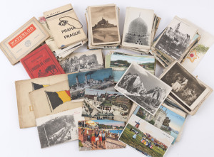 WORLD - Picture PostcardsEurope: 1900s-40s accumulation used or unused with lots of French cards, others from Belgium, Denmark, Germany, Italy Netherland, Switzerland plus a few British, images include town streetscapes, famous buildings/landmarks, palaces, castles & churches, few real-photo types noted; also photo-wallets (4) one showing Ypres before and after "la Destruction" images,