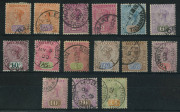 TASMANIA: 1892-99 (SG.216-225) &frac12;d to &pound;1 Tablets Set to 2/6d (2), 5/-, 10/- (2, one faded) & &pound;1 (light edge toning), modest estimate reflects the condition issues, Cat &pound;750+. (15)