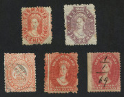 TASMANIA - Revenues: 1860s-1900 Revenues selection with 10/- George & Dragon with fake postal cancel, Platypus Series 1880 1d blue (10) several postally used incl. pair plus mint single, 3d (5) one mint others postally used, 6d (6) postally used, 1/- (2) - 2