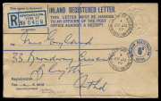 GREAT BRITAIN - Postal Stationery: Registration Envelopes: 1956 QEII 8½d + 6d Size G (Huggins & Bake. RP75G) with rare 8½d "Albino impression", addressed to Blyth Athol with fine GALLOWGATE B.O/NEWCASTLE-ON-TYNE' departure datestamps.