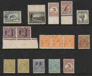 AUSTRALIA: Other Pre-Decimals: 1930s disorganised mint array on hagners and loose with multiples including 6d Kookaburra & 1/- Lyrebird & KGV CofA 1/4d (creasing) Ash imprint blocks of 4 MUH, plus 2½d ANZAC part sheet of 88 & various other plate/imprint b - 2