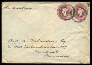 GREAT BRITAIN - Postal Stationery: Envelopes PTPO: 1889 QV 2½d + 2½d claret Huggins & Baker ESC51 used from London to Montreal (backstamp), 1889 use of 1d + 1½d ESC32 from Manchester to Paris (cover edge faults), also 6d + 1d ESC72 very fine unused; also unused 1892-93 Change of Colours unused 2d + 1½d (3), 3d + 1½d & 4d + 3d; generally fine. (8 items)