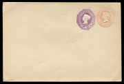 GREAT BRITAIN - Postal Stationery: Envelopes PTPO: 1889 QV 2½d + 2½d claret Huggins & Baker ESC51 used from London to Montreal (backstamp), 1889 use of 1d + 1½d ESC32 from Manchester to Paris (cover edge faults), also 6d + 1d ESC72 very fine unused; also - 2