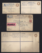 GREAT BRITAIN - Postal Stationery: Registration Envelopes: 1945 KGVI 5½d issue, with or without McCorquodale & Co imprint under flap (Huggins & Baker RP59) comprising size F (4 used), Size G (3 used, 2 unused), size H (2 used & 2 unused) & Size K unused,