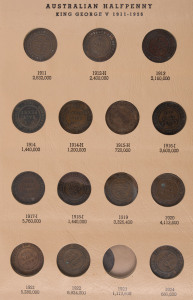 Coins - Australia: 1911-64 half-pennies & pennies largely complete in two Dansco albums (half-pennies ex 1923 & 1945-Y, pennies ex 1930, 1941 & 1959) incl. 1915 'H' & 1918 'I' & 1939 (kangaroo reverse) half-pennies & 1925 penny; also array of duplicates o