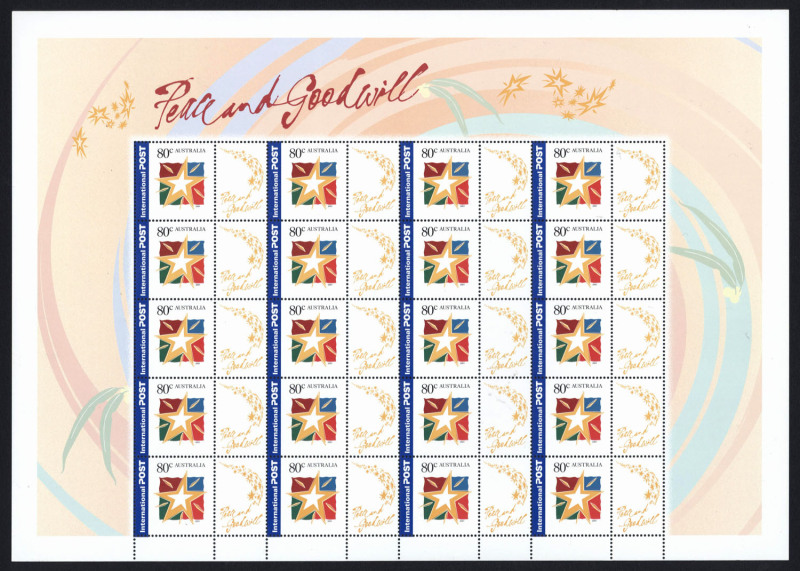 AUSTRALIA: Decimal Issues: 1970s-2000s mostly complete sheets incl. 5c Cook (3), 30c Cook (with variety BW:527d) plus a part sheet of 24, 22c Waltzing Matilda (2 sheets), 80c International Post, and a few part sheets, FV: $135+.