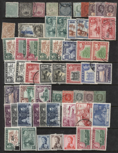 WORLD - General & Miscellaneous: Fiji and Pitcairn accumulation in ringbinder mostly 1940s-1990s era with a few earlies, strength in 1970s-90s sets MUH or used, plus a few M/Ss, some duplication incl. MUH Pitcairns 1977 Definitive set to $2 QEII (6), 1984 Fishes to $3 (2), 1988 Ships to $5 (2); also a few other oddments from Solomons & Vanuatu. (100s)
