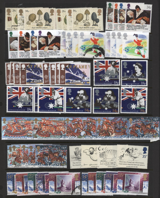 GREAT BRITAIN: 1971-2006 array of commemorative sets MUH and/or used, plus a few definitive oddments to £10 Britannia used, generally fine. (100s)