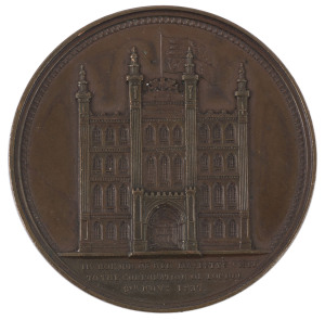 Coins & Banknotes: Medallions & Badges: GREAT BRITAIN: 1837 VISIT OF VICTORIA TO THE CITY OF LONDON. By William Wyon. 55mm . Obv: Diademed head facing left. Rev: Facade of the Guildhall. 350 struck. This is the most famous of Wyon's portraits. It was adapted for use on the first postage stamp, the "Penny Black."