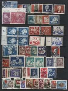 GERMANY: East Germany 1949-1990 extensive collection with useful early issues incl. 1950 Spring Fair MUH, 1950 Bach set plus 50pf+16pf block of 4 used, 1951 Spring Fair MUH, 1951 Student Festival used, 1954 Stamp Day M/S MUH, excellent range of later issues incl. M/Ss MUH and/or used, the 1970-80s material mostly MUH; also some philatelic covers; generally fine. (many 100s)
