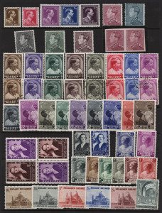 BELGIUM: 1931-40s predominantly mint collection including 1930, 1931 & 1932 TB Charity sets, 1932 Air Balloon set, 1935 4fr on 5f Air, 1936 Philatelic Exhib. MS mint & used, 1936 Leopold to 10fr incl 2.45fr grey-black and 1.50fr imperforate pair, 1937 Eugen-Ysaye M/S, 1939 Rubens set, etc; generally fine. Clean lot. (200+)