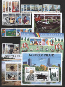 NORFOLK ISLAND: 1947-90s MUH collection with many sets incl.1947 Ball Bay, 1953 & 1960 Pictorial sets, 1970 Birds, 1974 UPU M/S, with plenty of later commemorative and definitive sets to $5 and some M/Ss, odd minor tone on earlier material, generally very - 3