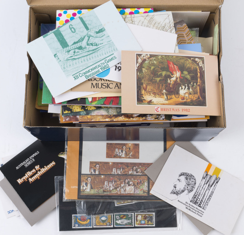 AUSTRALIA: Decimal Issues: STAMP PACKS: 1968-97 Selection in shoebox with early packs incl. Primary Industries (2) & Cook Bicentenary, later commemorative and definitives issues with values to $5 & $10; FV: $280+.