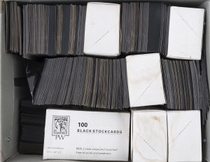AUSTRALIA: Philatelic Literature & Accessories: Stockcards: well-filled box of pre-loved (mixed condition) and unused 2-strip stockcards (some within original Philatelic Wholesalers packaging); also quantity of unused Handforth Philatelic "Stampslips". O