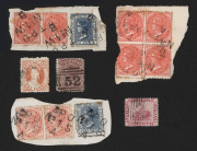 WORLD - General & Miscellaneous: World 19th Century issues on old-time album pages with Tasmania with Chalons incl. Star Wmk 2d with provisional numeral "4" cancel of Macquarie Plains, Fiji 1871 1d unused, GB 1d black (2 margins), New Zealand perforated C - 4