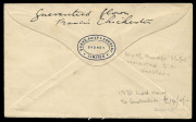 AUSTRALIA: Aerophilately & Flight Covers: 6 June 1931 (AAMC.184a) Lord Howe Island - Sydney cover, numbered #118, flown, endorsed and signed (front & rear) by Francis Chichester. The flight from Lord Howe was delayed following a typhoon which had overturn - 2