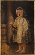 ARTIST UNKNOWN, (19th century), Yawning Child, oil on canvas, period gilt frame, 24cm x 16cm - 2