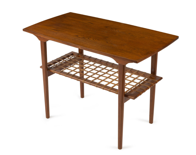 A vintage coffee table, teak and woven cane, circa 1960s, 55cm high, 75cm wide, 43cm deep