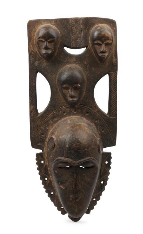 A Guro dance mask, carved hardwood, Ivory Coast, Africa, 53cm high