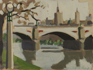 SYBIL CRAIG (1901-1989), Anderson Street Bridge, Melbourne, circa 1930s, gouache, signed lower right, ​25 x 33cm