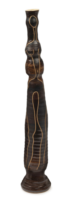 JANET GRAY tall pottery vase with sgraffito nude female figure, by John Barnard Knight and Elizabeth Knight, incised "Janet Gray, Australia", ​55cm high