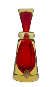 SEGUSO Sommerso glass scent bottle by Flavio Poli, circa 1950's, original paper label "Seguso, Vetri, D'Arte, Murano, Made In Italy, 13937/G", 18.5cm high