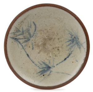 HAROLD HUGHAN Australian pottery fruit bowl, signed "Hughan" with Glen Iris monogram, 29cm diameter