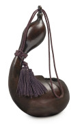 A Japanese gourd shaped bronze vase with rope tassel, Meiji period, early 20th century, 27cm high