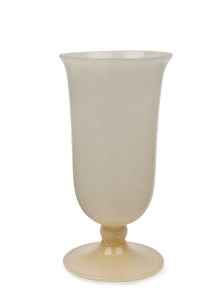 Italian Lattimo Murano glass vase in thin opaque white glass with aventurine inclusions, circa 1920s, 19.5cm high