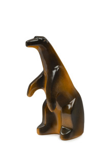ELLIS pottery standing bear statue, with original foil label "Ellis, Crafted In Australia", 23cm high