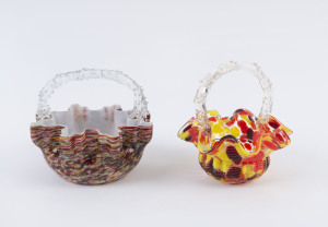 Two Bohemian glass baskets, late 19th and early 20th century, ​15cm and 13cm high