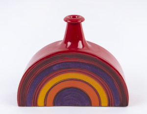 A retro half-moon rainbow vase, most likely Italian, circa 1960, 20cm high