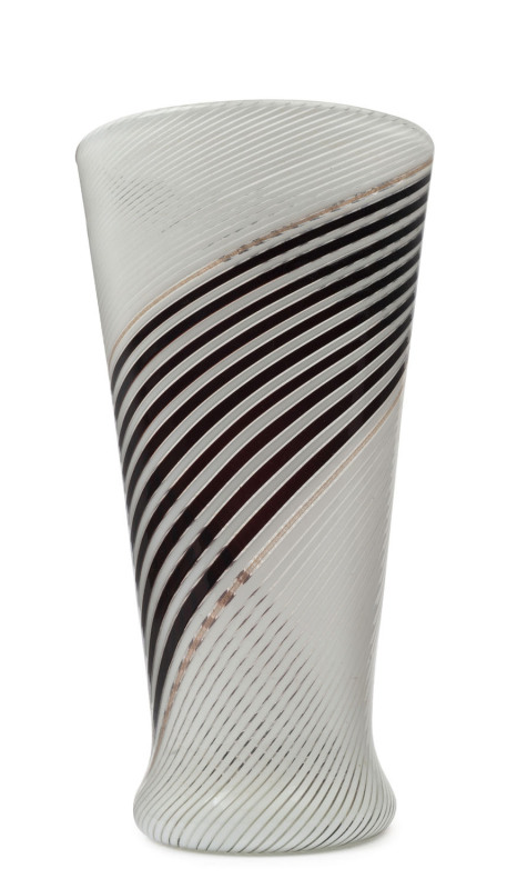 DINO MARTENS Fasce Bianco Nero Murano glass vase for Aureliano Toso, circa 1954, 25cm high