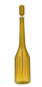 DINO MARTENS Cane Murano glass long neck decanter, circa 1958, ​with original stopper 44cm high