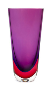 SEGUSO Sommerso tri-colour vase in red, blue and mauve by Flavio Poli, circa 1950's, 24cm high