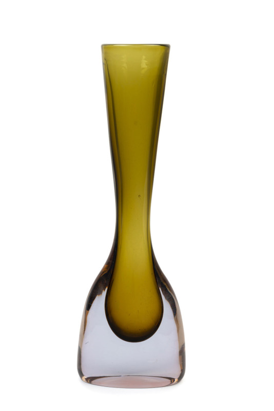 CENEDESE tall Sommerso Murano olive green glass carafe by ANTONIO DA ROS, circa 1960, 50.5cm high