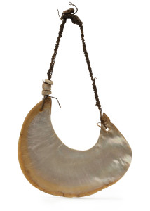 A kina shell necklace, Papua New Guinea, early 20th century, shell with fibre cord, ​pendant 17.5cm wide