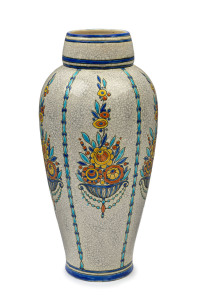 BOCH FRERES Belgian Art Deco ceramic vase, circa 1920's, stamped "BOCH Frs. Made In Belgium, La Louviere", 40.5cm high