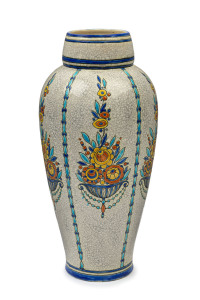 BOCH FRERES Belgian Art Deco ceramic vase, circa 1920's, stamped "BOCH Frs. Made In Belgium, La Louviere", ​40.5cm high