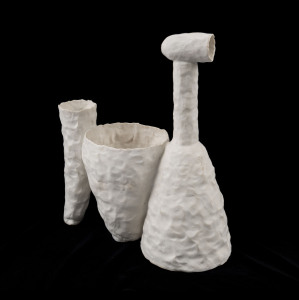 LYNDA DRAPER Australian pottery sculpture, signed "L. Draper, 2001", 26cm high, 23cm wide