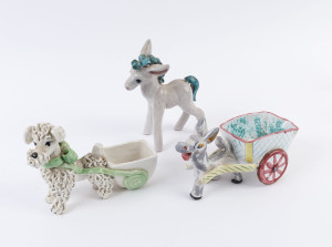 Three Italian pottery animal statues, mid 20th century, the largest 20cm high