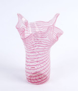 Italian Spirali pink and clear Murano glass vase, 15.5cm high