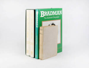 CRICKET & SPORTS BOOKS, noted "Between Wickets" by Ray Robinson (signed) [London, 1946]; "The Bradman Albums" [Sydney, 1987]; "Bradman - The Illustrated Biography" by Page [Melbourne, 1983]; few soccer books.