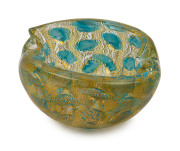ERCOLE BAROVIER Oro Azzurro Murano glass bowl, circa 1950, original label "Barovier & Toso, Murano", 7cm high, 17cm wide