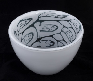 ORREFORS Unique Swedish art glass bowl by HELEN KRANTZ, 2002, engraved "Orrefors 963081, Helen Krantz, Unique, 2002", 15cm high, 21cm diameter